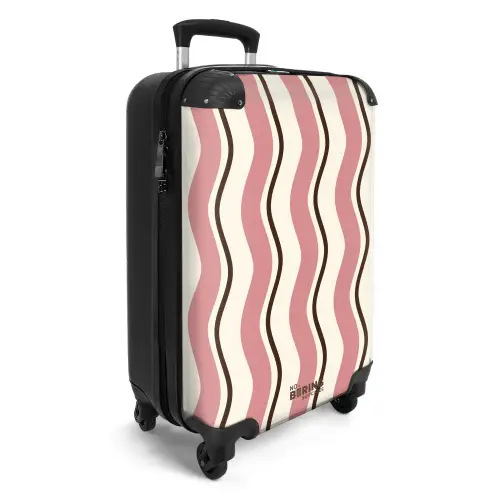 Golvende strepen in roze met bruin NBS - Handbagage koffer - Unisex middel -productfoto_3d