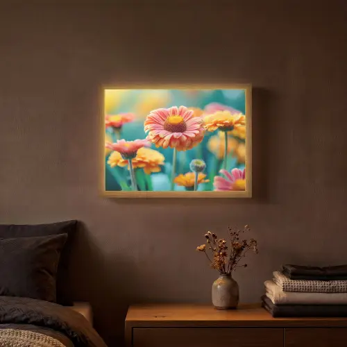 Bloemen - Kleurrijk - Natuur - Gerbera Light Box met batterij (Wandlamp) middel -sfeer4