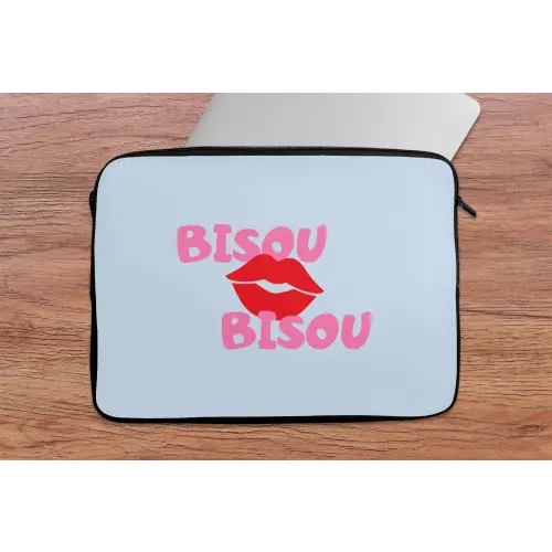Lippen - Bisou - Blauw laptophoes neopreen klein -tafel