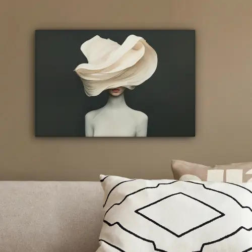 Vrouw - Beige - hoed canvas 2cm klein -sfeer3