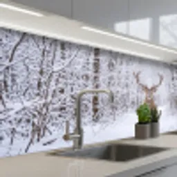 Hert - Winter - Bos - Natuur - Wit keuken achterwand 2 middel -3d_schuin