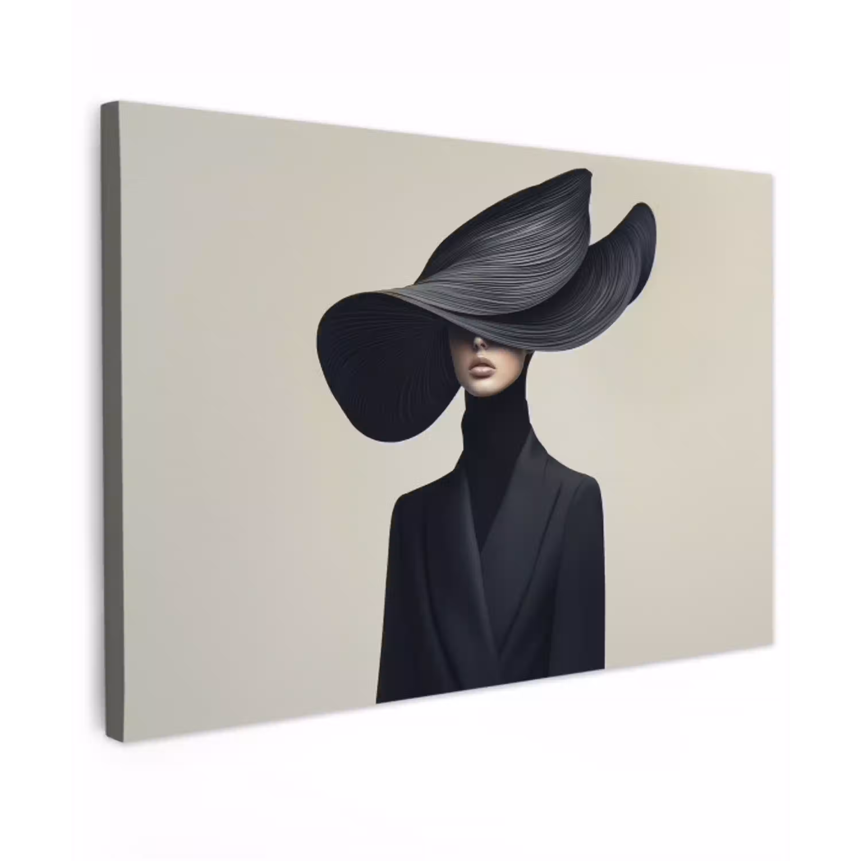 Zwart - Vrouw - Hoed canvas 2cm klein -z3d