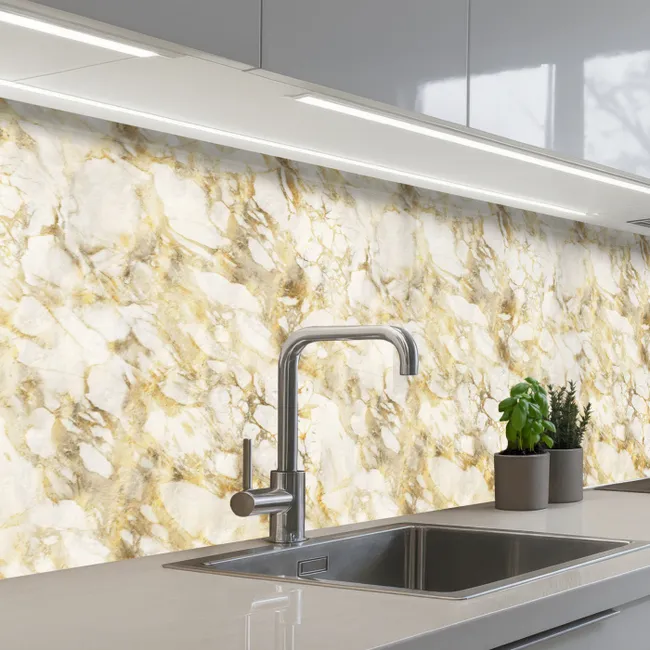 Kitchen splashback - Warm - Gold - Marble - Pattern