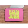 Bonjour - Roze - Fel groen laptophoes neopreen klein -tafel