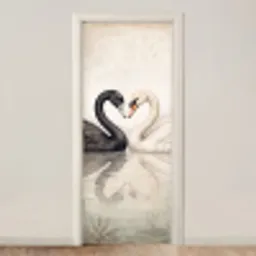 Zwanen - Hartvorm - Dieren deurposter klein -3d_beige