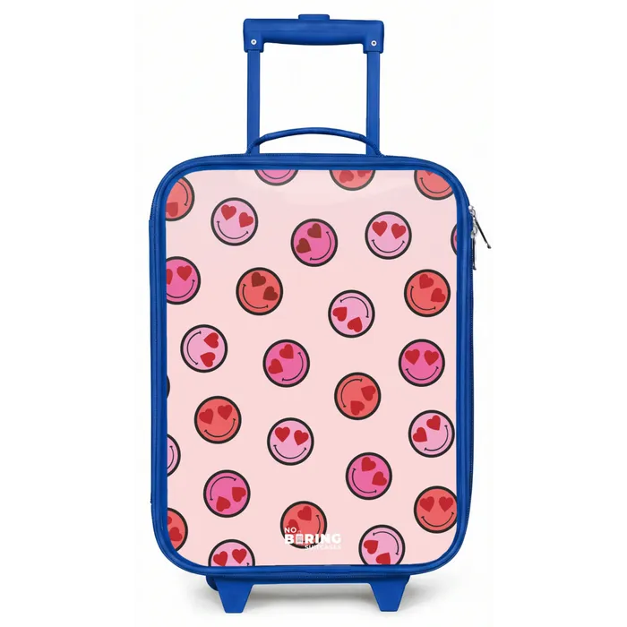 Hartje - Smiley - Patroon Kinderkoffer - Blauw klein -zz3dotto