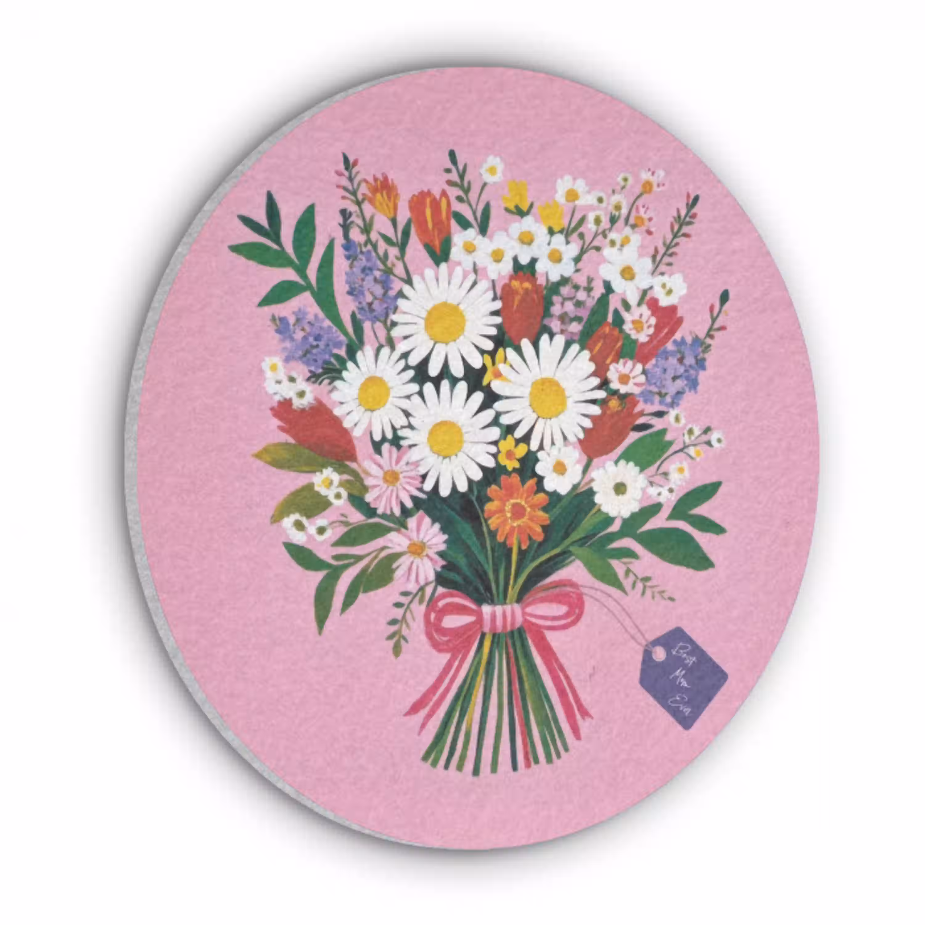 Bloemen - Quote - Kaartje - Kleurrijk Akoestische PET Vilt - Rond klein -3d
