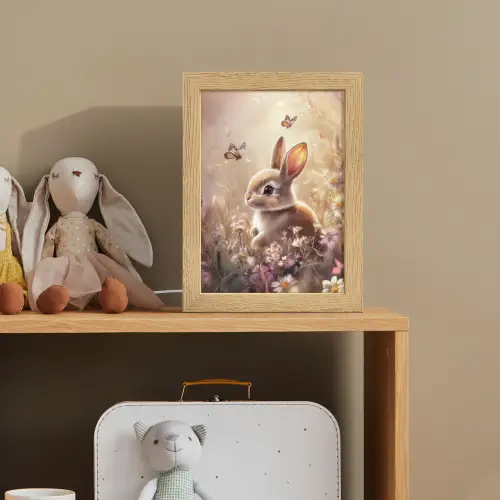 Konijntje - Bruin - Bloemen - Vlinders Light Box met kabel klein -sfeer2_kind