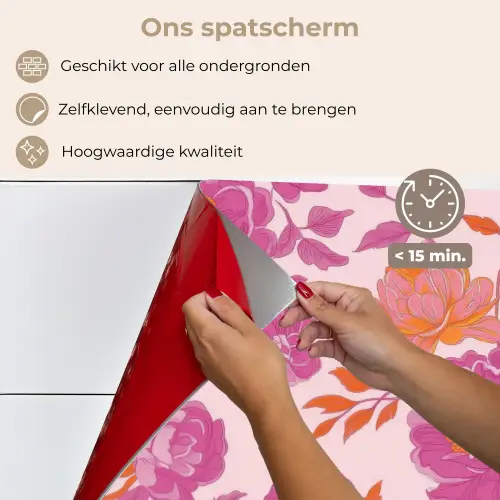 Bloemenpatroon - Roze - Oranje - Bloemen keuken achterwand spatscherm klein -spatscherm_NL