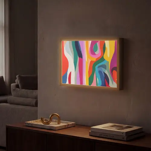 Abstract - Kleurrijk - Golven - Lijnen Light Box met batterij (Wandlamp) middel -sfeer1