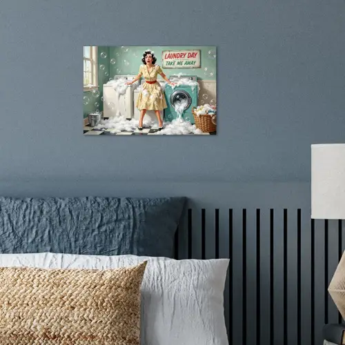 Retro - Blauw - Vrouw poster papier klein -sfeer2