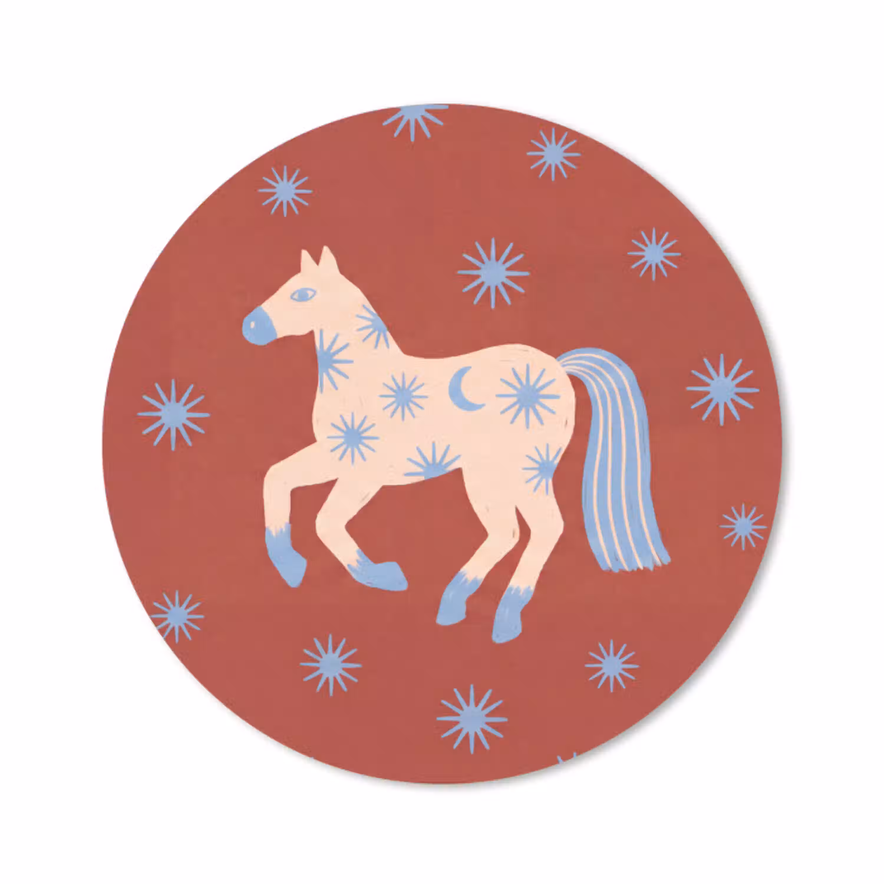 Dieren - Sterren - Maan - Abstract - Rood Muismat rond klein -3d