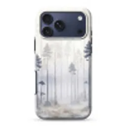 Bos - Bomen - Mist - Natuur - Illustratie - Grijs Toughcase MagSafe Apple iPhone 17 Pro Max klein -3d