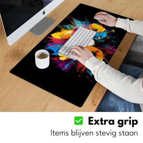 Bloemen - Kleurrijk - Graffiti - Modern - Boeket Muismat XXL klein -sfeer3