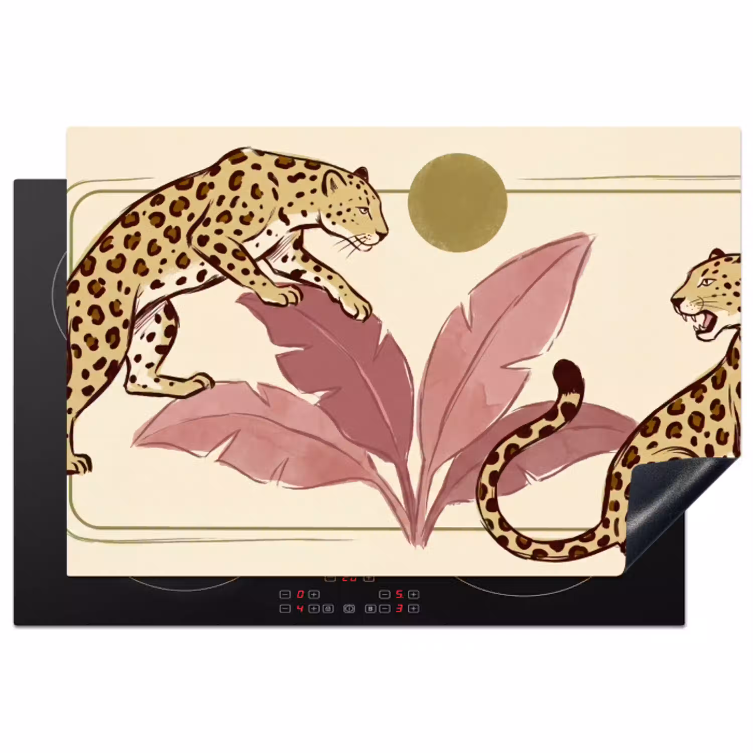 Dieren - Kat - Jungle - Illustratie - Beige Inductie beschermer vinyl 3mm klein -3d