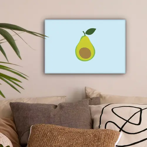 Avocado - Illustratie - Groene - Vrucht canvas 2cm klein -sfeer1
