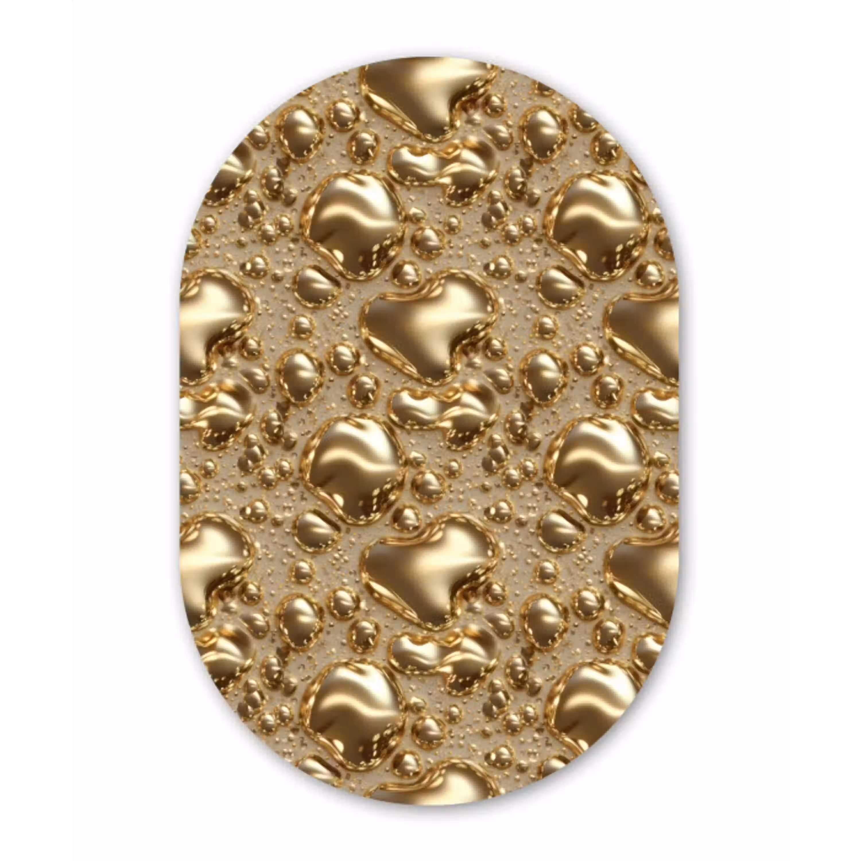 Druppels - Organisch - Goud Wandcirkel Ovaal Aluminium middel 839 -3d