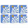 Minimalistisch - Organisch patroon - Blauw onderzetter kurk middel -3d