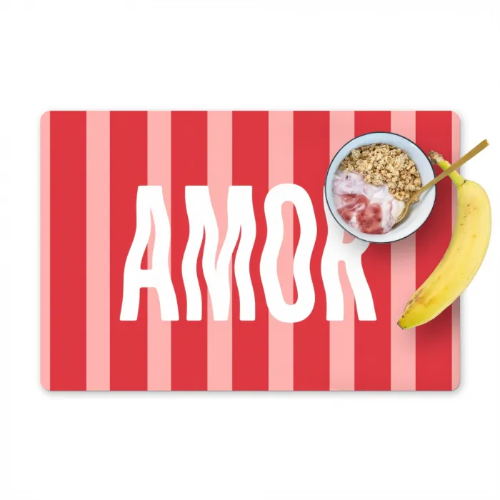 Amor - Strepen - Rood - Roze Placemat vinyl groot -zzzproduct_Kitchenyeah-website
