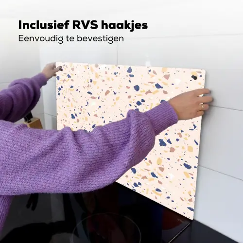 Terrazzo -  Patroon - Kleurrijk - Indigo Inductie beschemer met haakjes klein 777 -ky-ophangen-nl