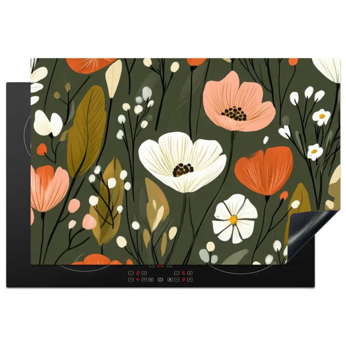 Bloemen - Illustratie - Groen Inductie beschermer vinyl 3mm klein -3d