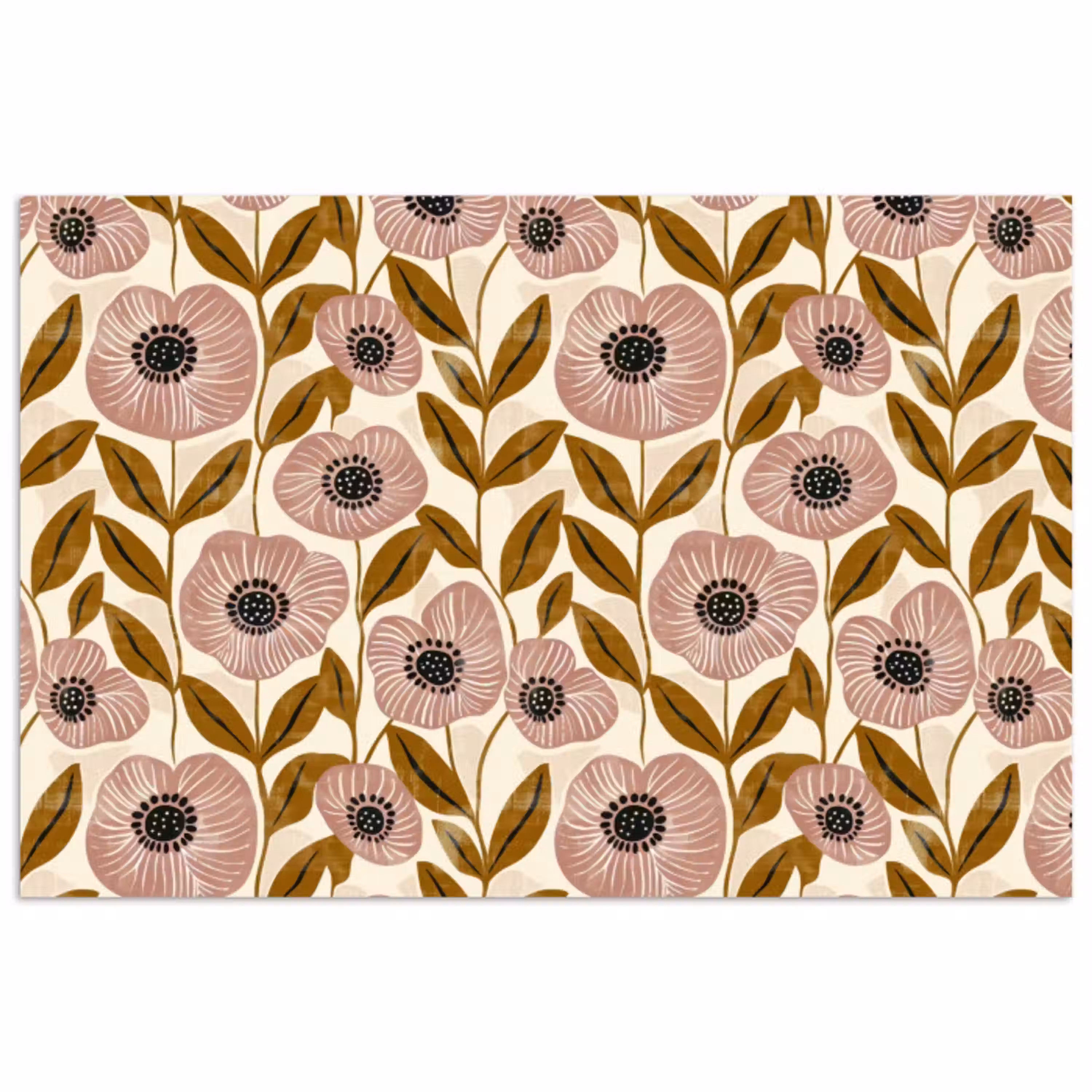 Dustyroze - Bloemen - Grafisch - Patroon poster papier klein 62 -3d