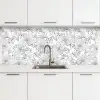 Bloemen - Zwart - Wit - Design - Flora keuken achterwand 2 middel 871 -3d