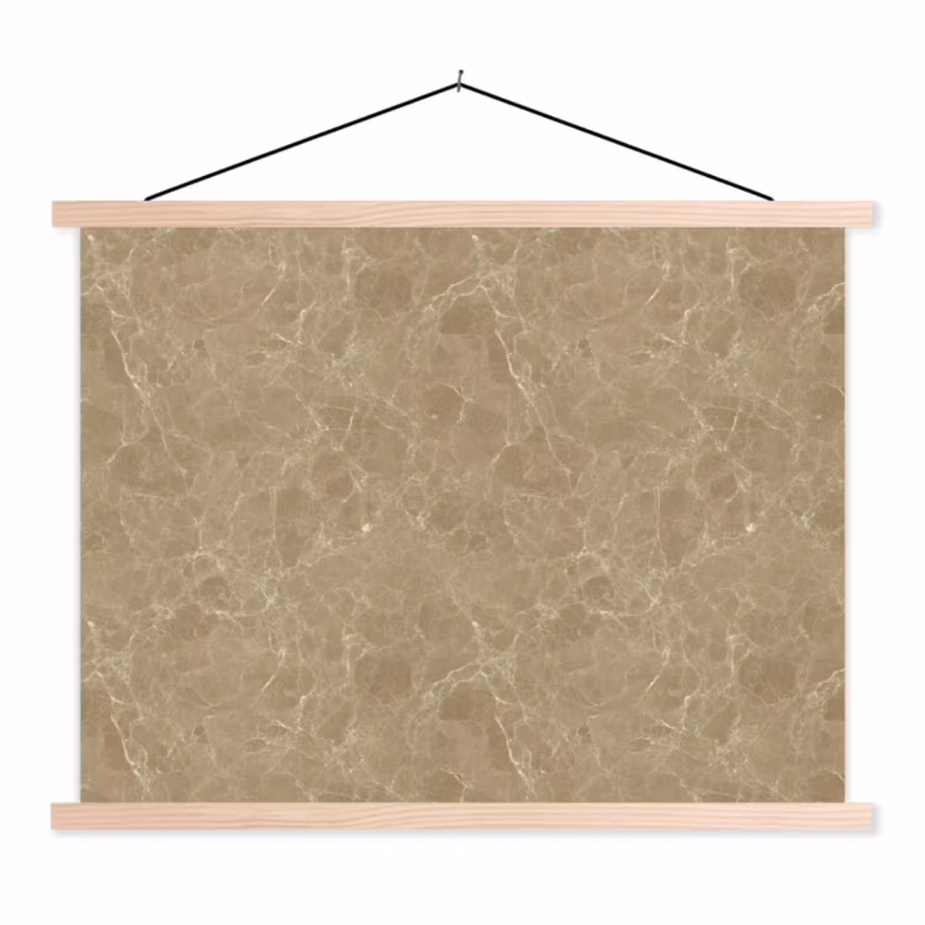 Beige - Marmer - Witte aders textielposter latten blank klein 122 -3d