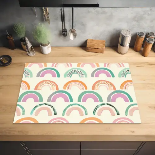 Regenboog - Pastel - Patroon Inductie beschermer vinyl 3mm klein -sfeer5