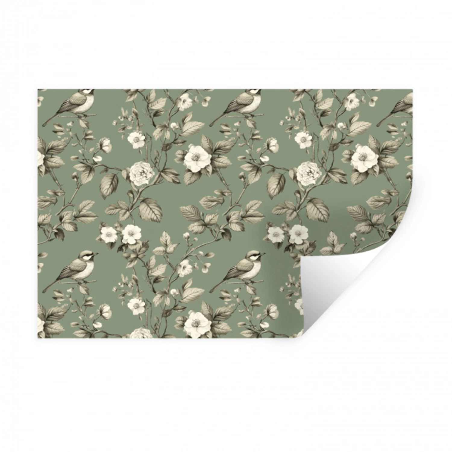 Botanisch - Vogels - Groen Muursticker klein 286 -3d