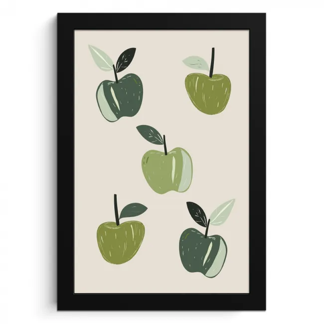Appels - Groen - Illustratie - Bladeren KitchenYeah - Keuken - Fotolijst klein -3d