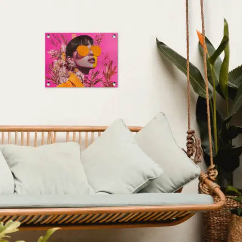 Zonnebril - Oranje - Vrouw - Planten tuinposter los doek klein -sfeer7