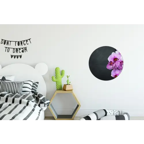 Orchidee - Bloemen - Roze - Flora Wandcirkel aluminium klein -kinderkamer