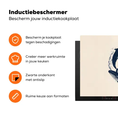 Walvissen - Spetters - Cirkel - Donkerblauw Inductie beschermer vinyl 3mm klein -zzzzzzz-td-ups