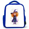 Kleine toverheks met grote bril en sterrenmantel Kinderrugzak - Blauw middel -3d