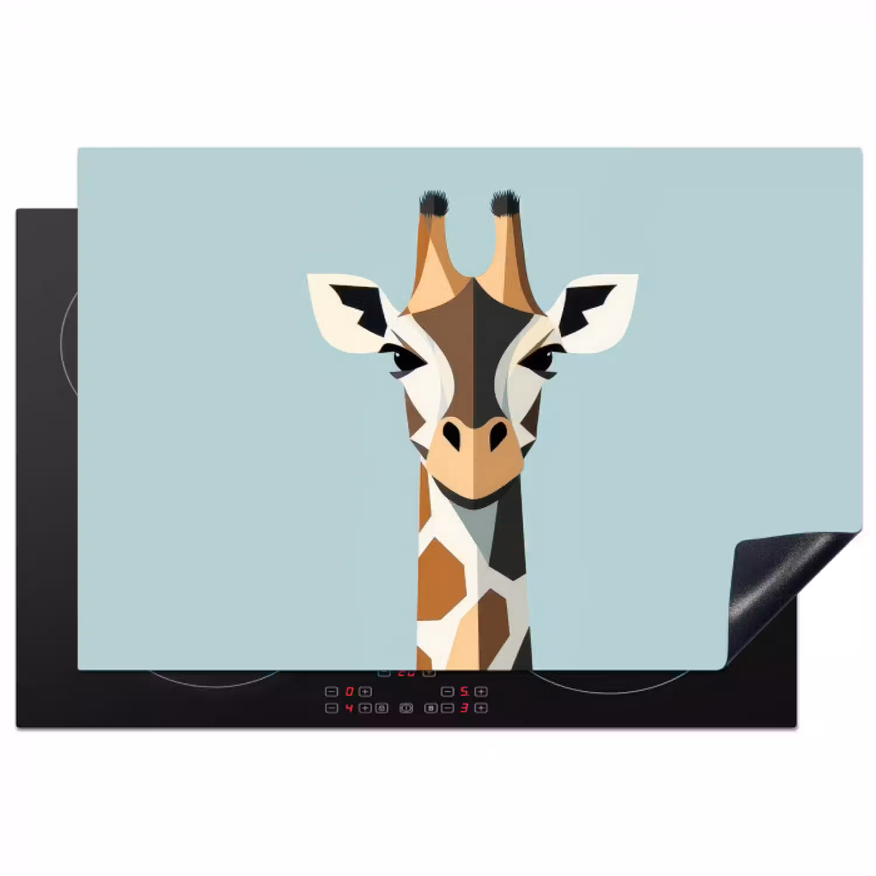 Giraffe - Illustratie - Bruin - Minimalistisch Inductie beschermer vinyl 3mm klein -3d