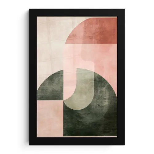 Cirkel - Abstract - Roze fotolijst zwart zonder passe partout klein -3d