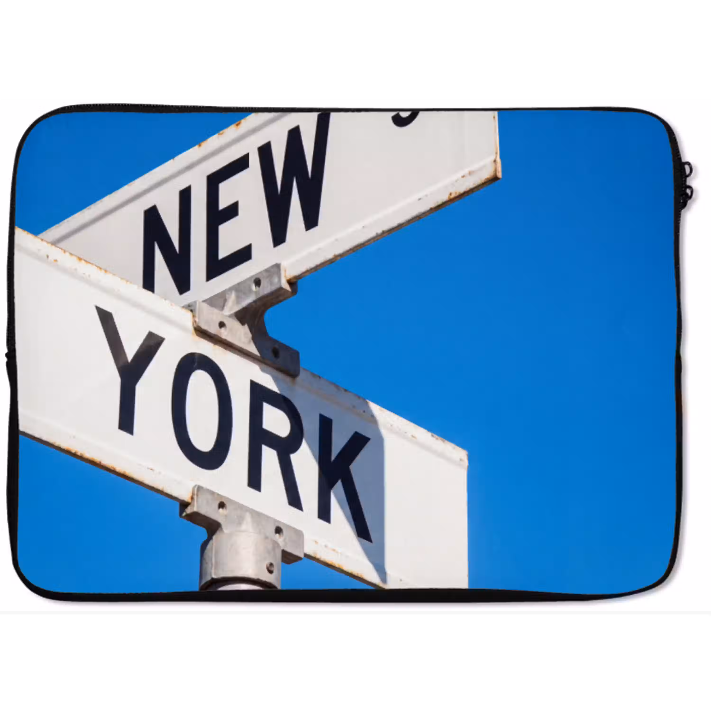 New York - Straatbord - Stad - Urban - Blauw laptophoes neopreen klein -zkaufland3dotto
