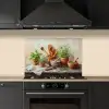 Potten - Kruiden - Hout keuken achterwand spatscherm klein -sfeer1