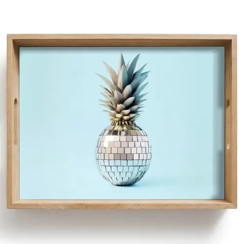 Blauw - Ananas - Disco - Discobal Dienblad Rechthoek middel -z3d_shopping