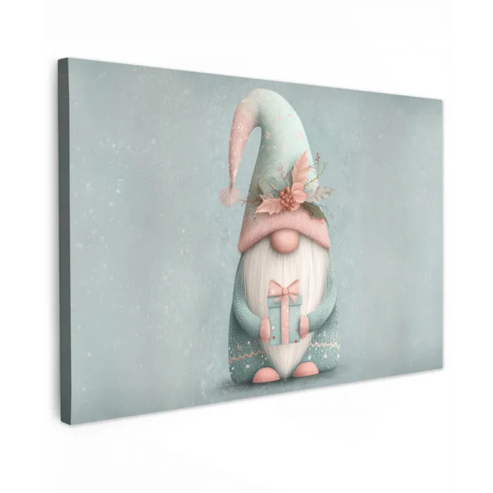 Kerstgnome - Cadeau - Groen canvas 2cm klein -z3d