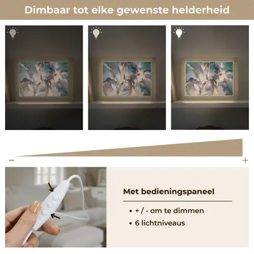 Goud - Blauw - Marmer Light Box met kabel (Tafellamp) klein -USP_dimbaarNL