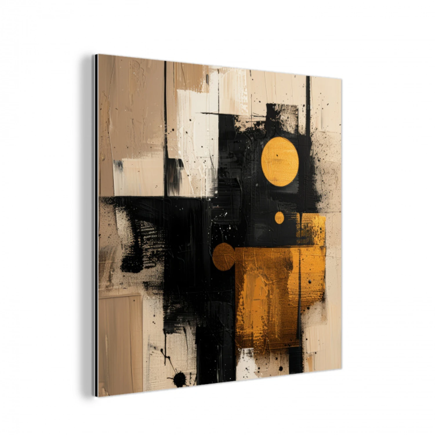 Abstract - Zwart - Goud - Modern aluminium wit klein -3d