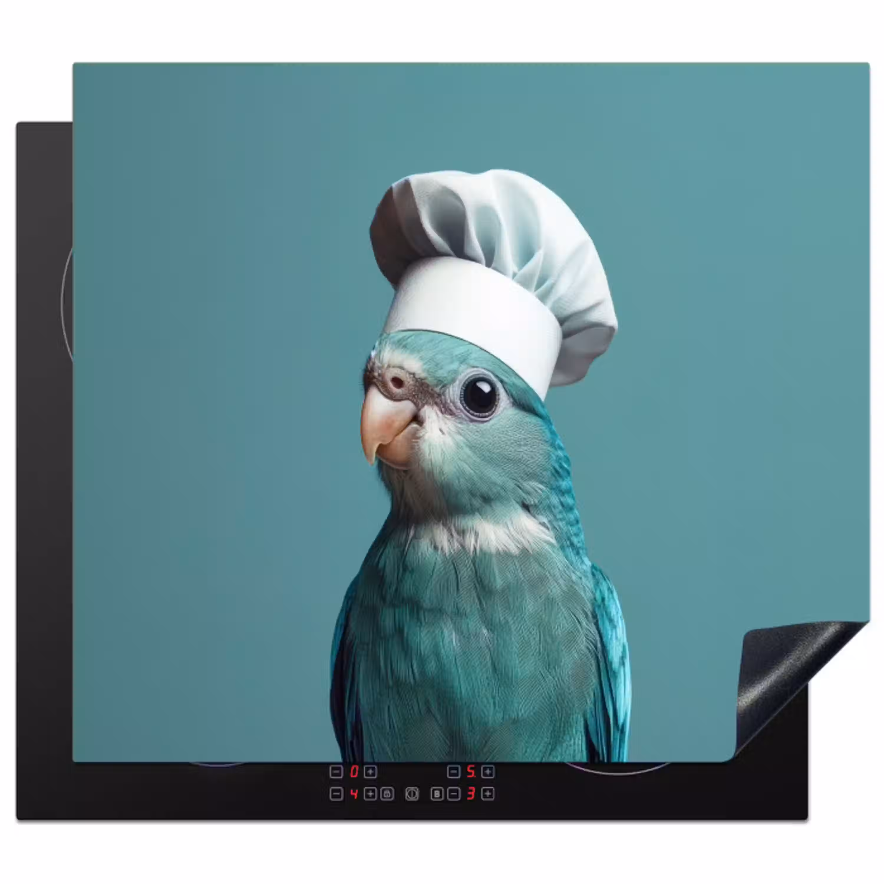 Parkiet - Vogel - Koksmuts - Cute Inductie beschermer vinyl 3mm middel -3d