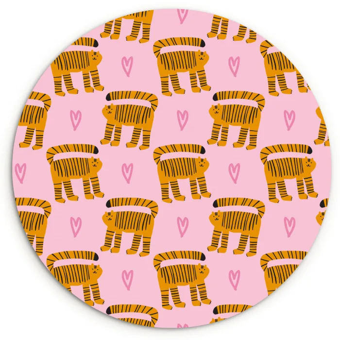 Katten - Roze - Hartjes Wandcirkel plexiglas klein 852 -3d