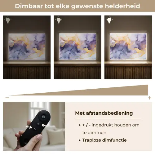 Marmer - Paars - Lila - Goud - Abstract Light Box met batterij (Wandlamp) middel -USP_dimbaarNL