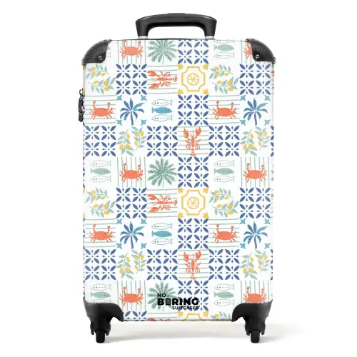 Zomer tegel patroon kleurrijk NBS - Handbagage koffer - Volwassenen Unisex middel -productfoto_recht