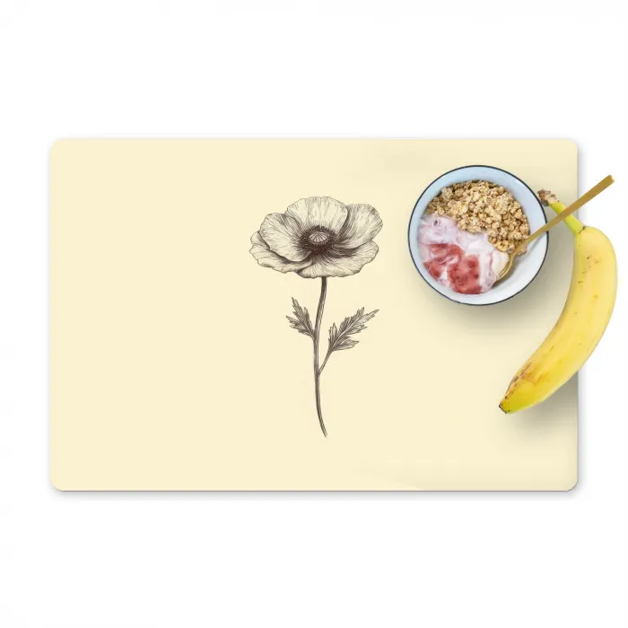 Klaproos - Illustratie - Zwart Placemat vinyl groot -zzzproduct_Kitchenyeah-website