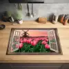 Doorkijk - Tulpen - Bloemen - Molen - Raam Inductie beschermer vinyl 3mm klein -sfeer5