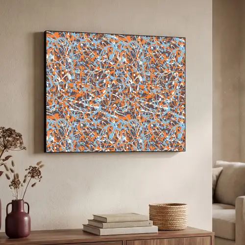 Blauw - Waterverf - Chaos Textielframe zwart klein 947 -sfeer3